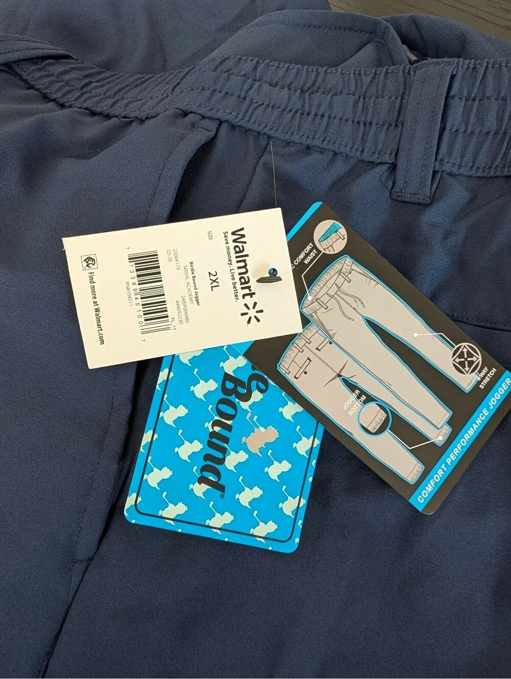 Birdie Bound Golf Jogger Pants Men's 2XL Navy 4 Way Stretch NWT Cell Pocket